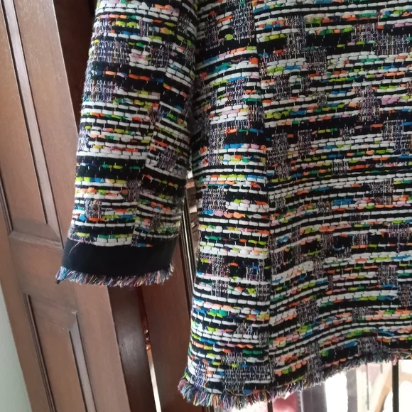 Ann Taylor Textured Mixed Tweed Zip Pocket Jacket In Black Multi Color s… - Picture 9 of 14